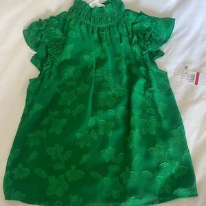 CeCe Kelly Green Cap Sleeve XS Blouse